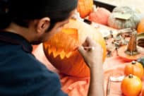 Mr. Bones pumpkin patch carving party