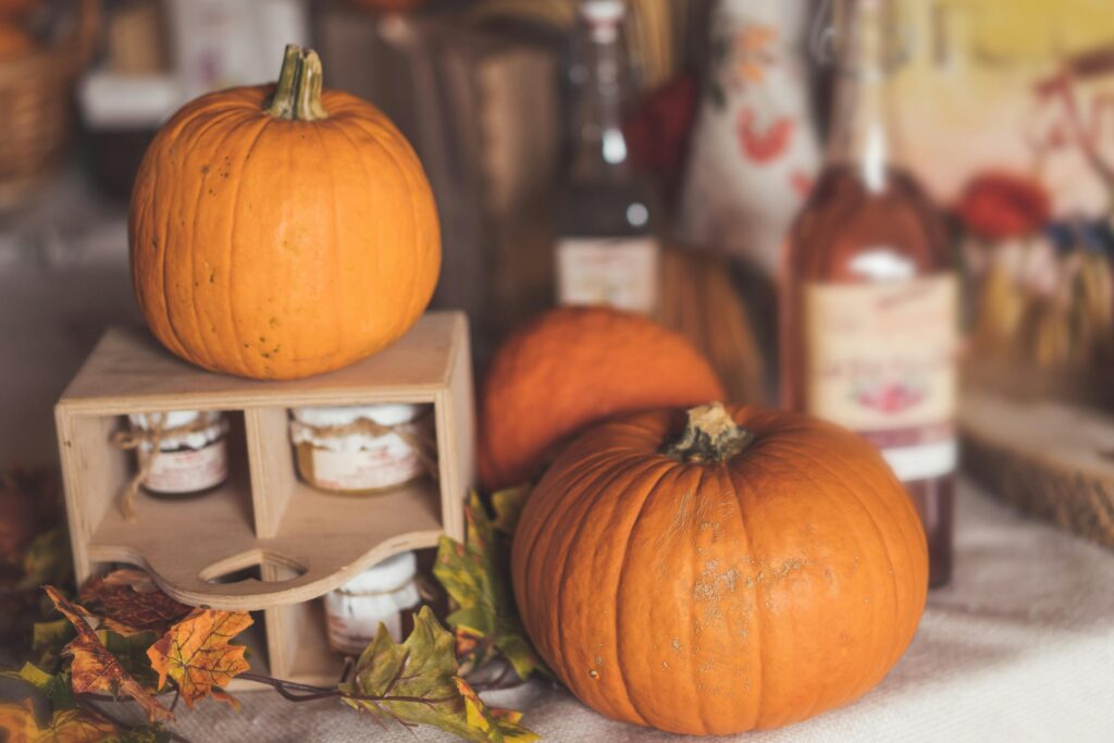 orange pumpkins on the table